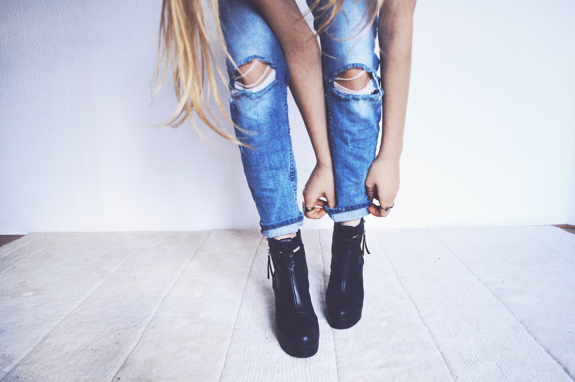 Woman wearing jeans and boots